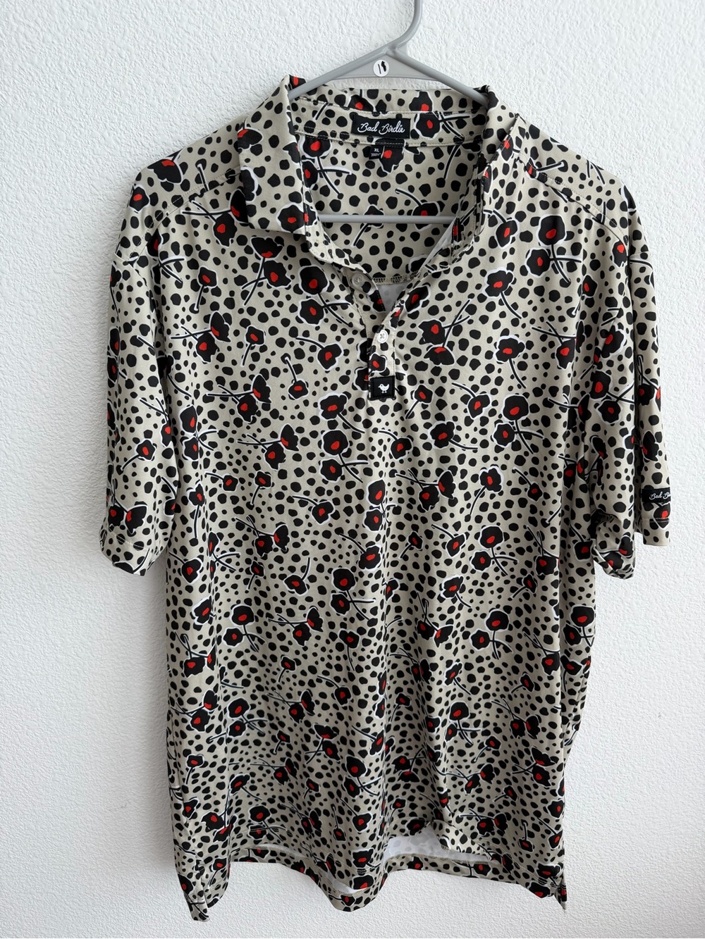 Bad Birdie Poppy Print Colorful Polo XL